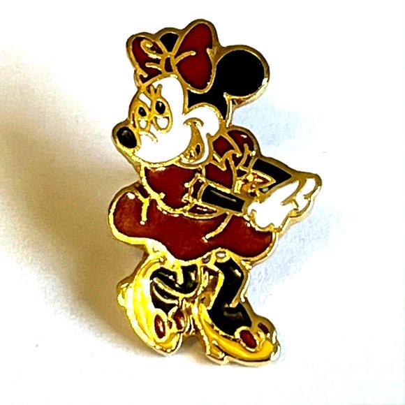 Vintage Minnie Mouse Pin Disney Enamel Brooch Lapel Hat Tie Tac Signed Disneyana - Picture 2 of 7